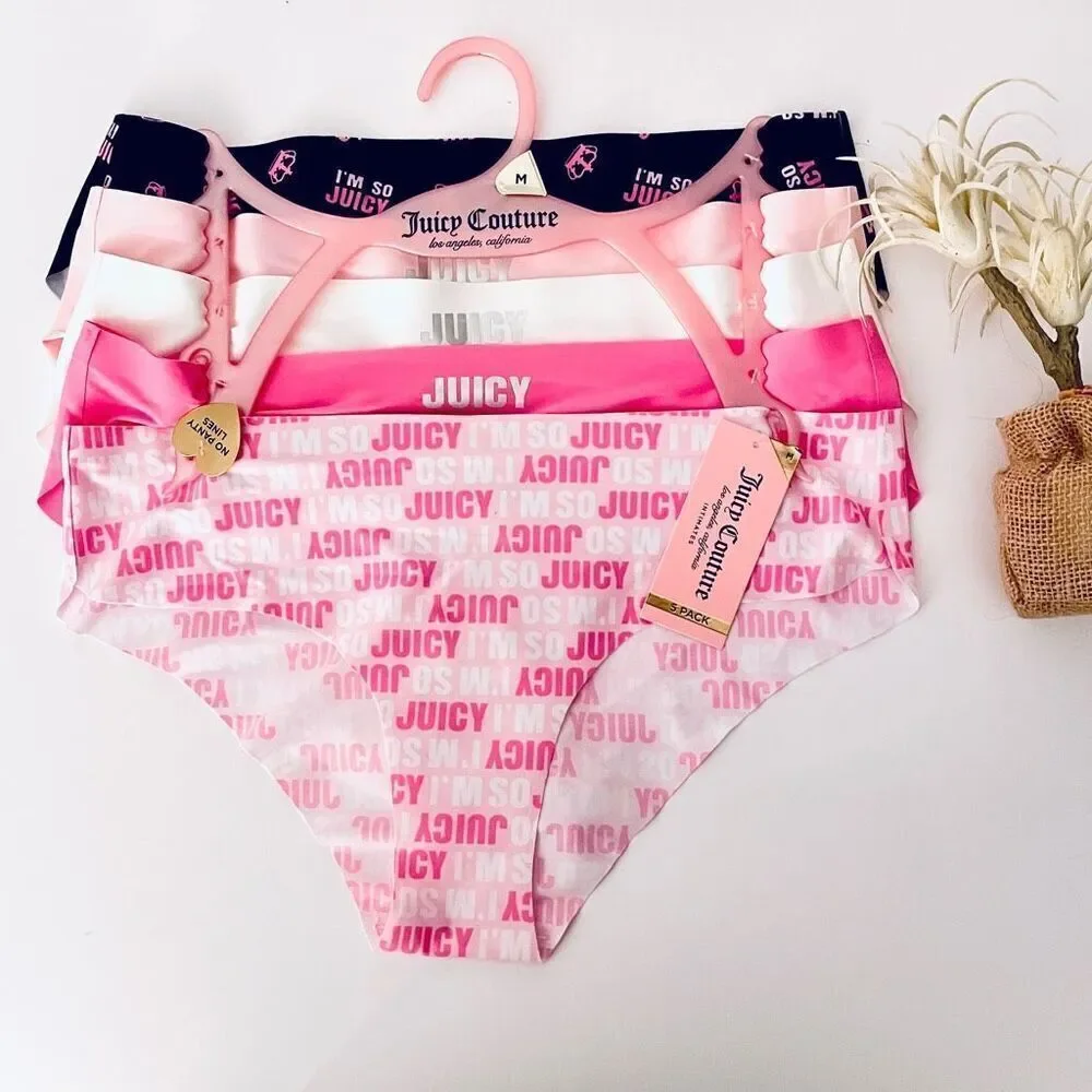 NWT Juicy Couture M Colorful Signature I’m so Juicy Stretchy 5 Bikini Panty Pack